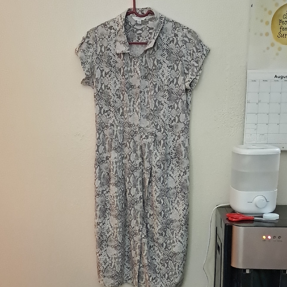 Time and Tru Gray Snake Print Midi Dress